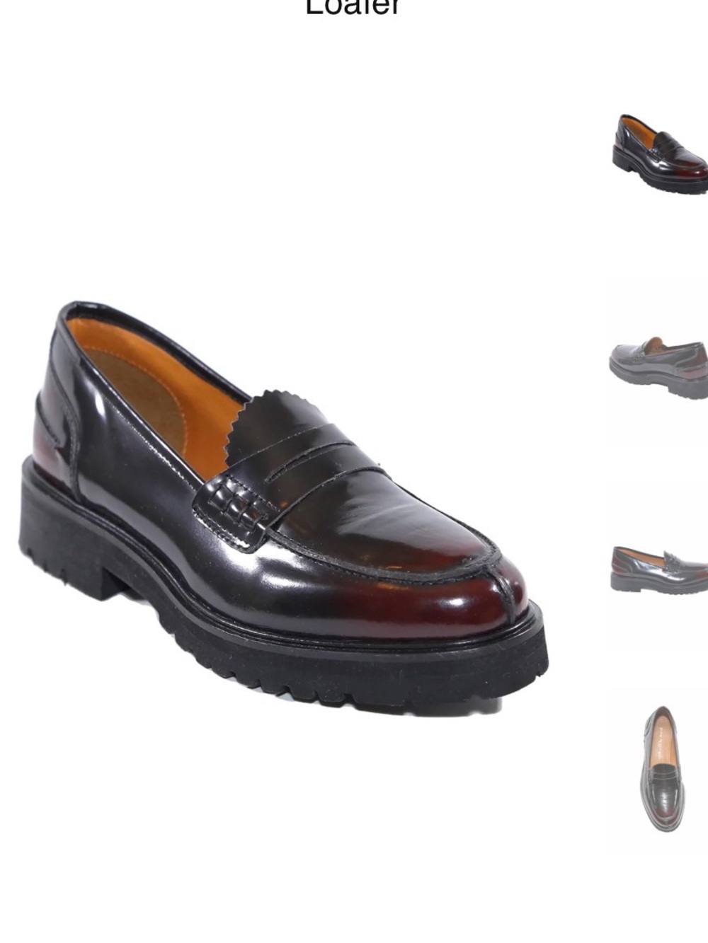 Women's Glossy Burgundy Penny Loafers with Lug Sole - Never Worn